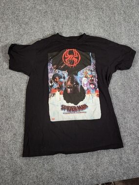 Spiderman Black Short Sleeve Tee with Red and Multicolor Graphic